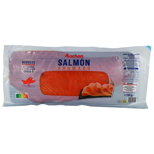 AUCHAN Salmón ahumado noruego en lonchas 700 g. Producto Alcampo