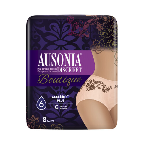 AUSONIA Discreet boutique Braga de incontinencia talla G para pérdidas de orina severas 8 uds.