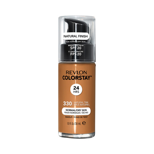 REVLON Tono 330 Natural tan Colorstay Base de maquillaje líquida y de larga duración, para pieles normales a secas.