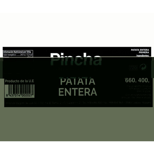 PINCHA Patata entera en frasco 400 g.