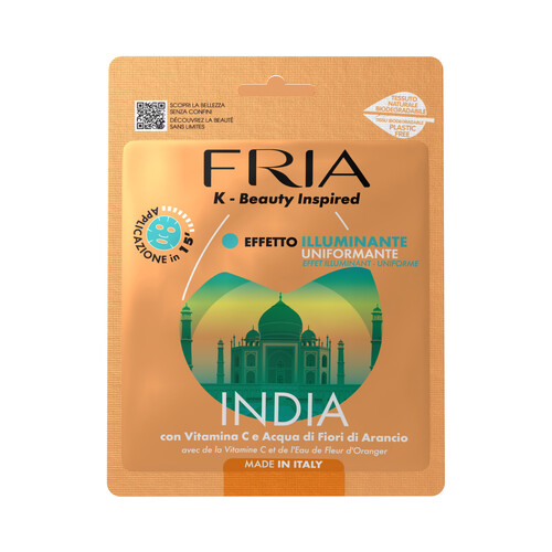 FRIA India Mascarilla facial iluminadora con vitamina C y Agua de azahar.