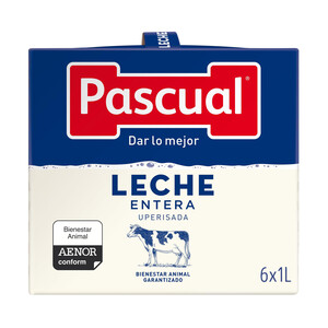 Pascual- Leche Pascual entera sin Lactosa. Bienestar Animal. Formato 6 x  1L. : : Alimentación y bebidas