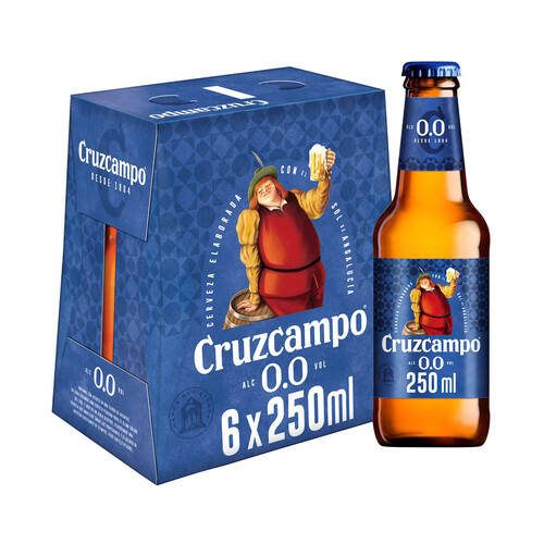 CRUZCAMPO Cerveza sin alcohol (0,0% Vol.) pack de 6 uds. de 25 cl.