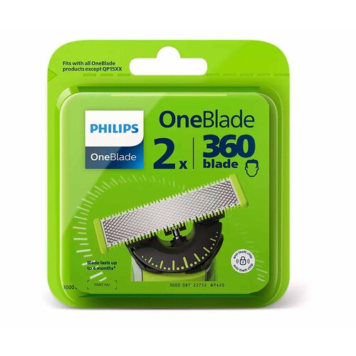 Pack 2 recambios cuchilla PHILIPS OneBlade QP420/50.
