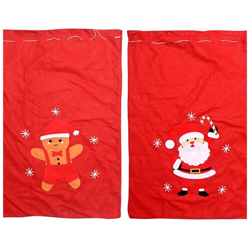 Bolsa decorada 60x90cm, fieltro rojo, Gingerman/santa, ACTUEL.