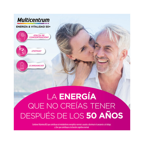 MULTICENTRUM Energía & vitalidad 50+ Polivitamínico con alto contenido en vitamina B12, para personas mayores de 50 años 15 uds.