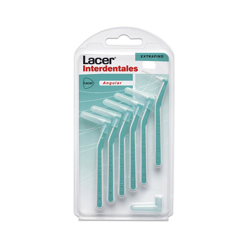 LACER Cepillo interdental extrafino de 0.6 mm, prensado y cabezal en ángulo LACER 6 uds.