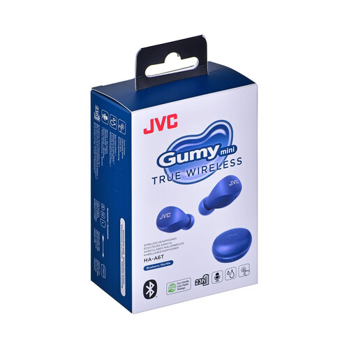 Auriculares Bluetooth intrauricular JVC HA-A6T-AU con estuche de carga, hasta 23 horas de autonomía, color azul.