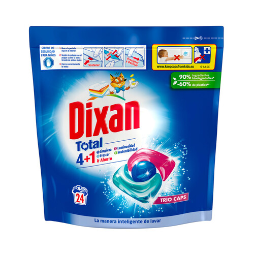 DIXAN Trio Caps Detergente para ropa en cápsulas (limpieza, luminosidad, frescor) 23 uds.