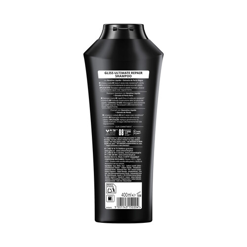 GLISS Champú ultra reparador para cabello muy dañado y/o seco GLISS Ultimate repair de Schwarzkopf 370 ml.