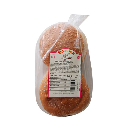 MOLDIPAN Pan de hamburguesas moldipan 4 uds 300 gr.