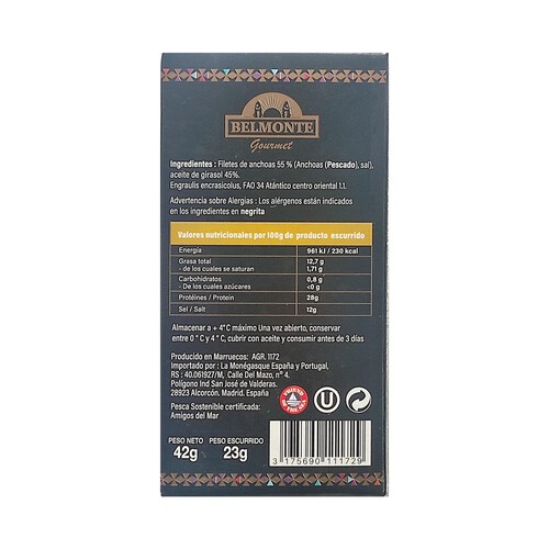 FOS BELMONTE Anchoa girasol gourmet lata 23 g.