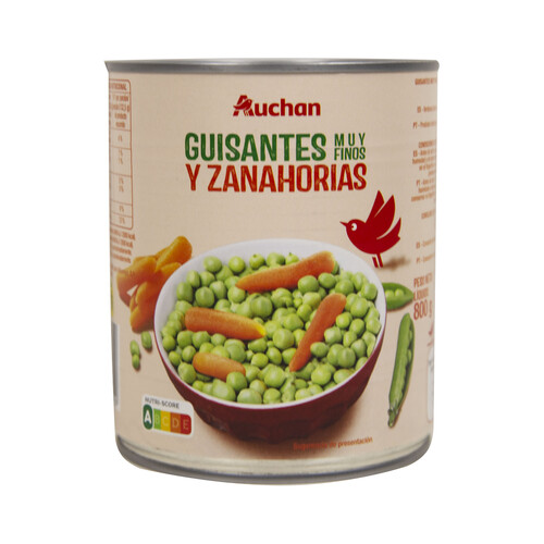 PRODUCTO ALCAMPO Guisantes muy finos, con zanahorias lata de 530 g.