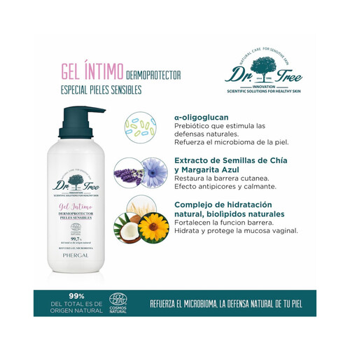 DR. TREE Gel íntimo dermoprotector que refuerza el microbioma, especial pieles sensibles DR. TREE 400 ml.