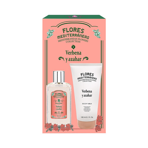 FLORES MEDITERRÁNEAS Estuche para mujer con colonia y body milk.