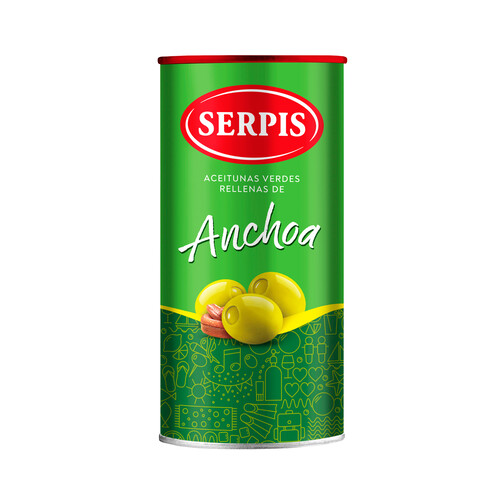 SERPIS Aceitunas verdes rellenas de anchoa lata 170 g.