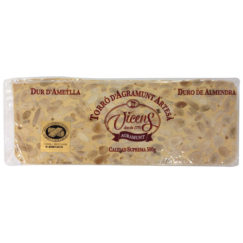 Turrón duro de almendra VICENS 500 g.