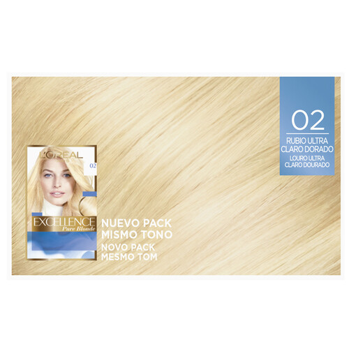 L´ORÉAL PARIS Ultra aclarante tono 02 Rubio ultra claro dorado L'ORÉAL Excellence pure blonde.