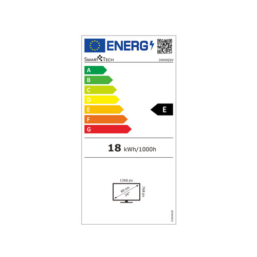 TV LED 60,9cm (24) LED SMARTECH 24HV02V, HD, Smart TV, VIDAA, color negro. 