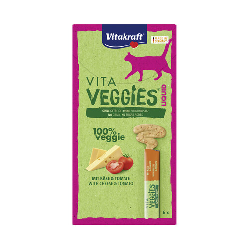 VITAKRAFT Snack líquido para gatos veganos de queso y tomate Vitaveggies VITAKRAFT 6 uds. 15 gr.