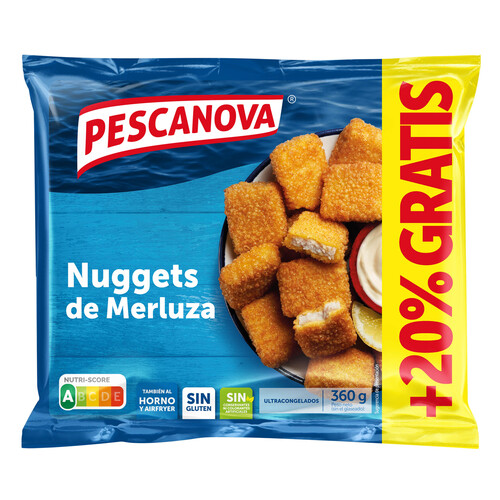 PESCANOVA Trocitos de merluza con empanado super crujiente (nuggets) 300 g.