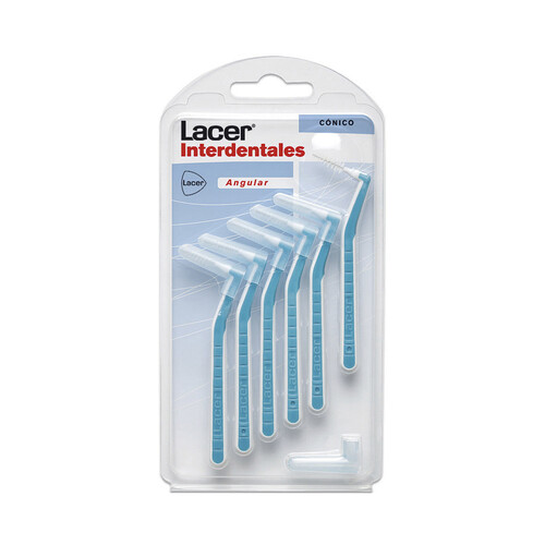 LACER Cepillo interdental cónico, prensado de 0.8 mm y con cabezal en ángulo LACER 6 uds.