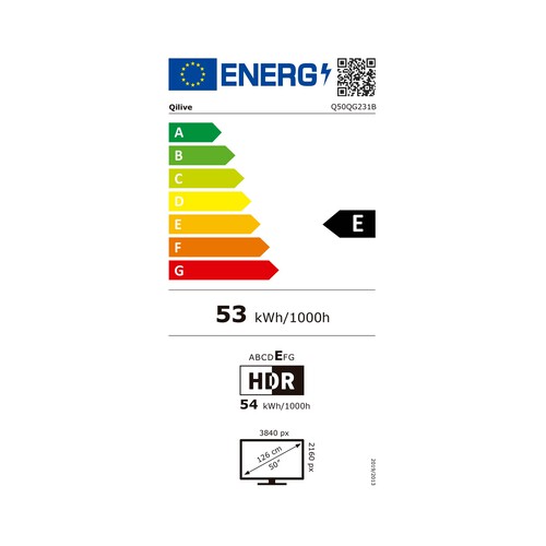 Televisión 127 cm (50) QLED QILIVE Q50QG231B 4K, SMART TV, WIFI, TDT T2, USB reproductor y grabador, 4HDMI, 60HZ.