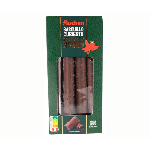 AUCHAN Barquillos cubiertos con chocolate negro 140 g Producto Alcampo