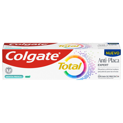 COLGATE Total expert Pasta de dientes de uso diario con espuma de precisión y acción anti-placa 75 ml.