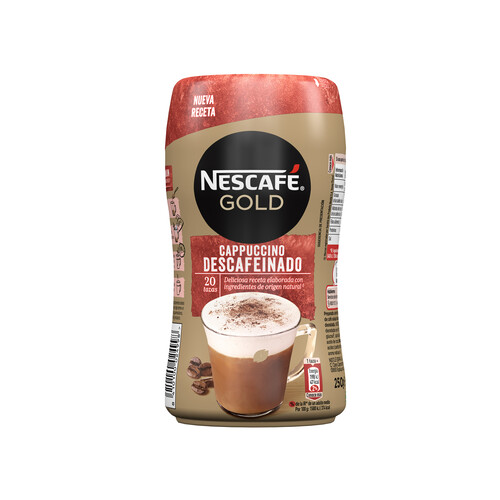 NESCAFÉ GOLD Café soluble Cappuccino descafeinado bote de 250 g.