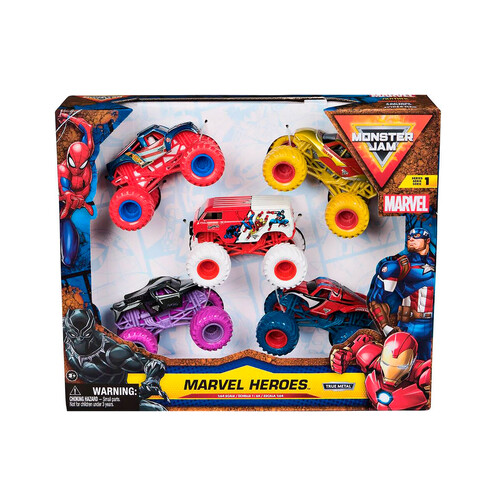 Set de 5 coches Monster Jam Marvel Heroes, MONSTER JAM.