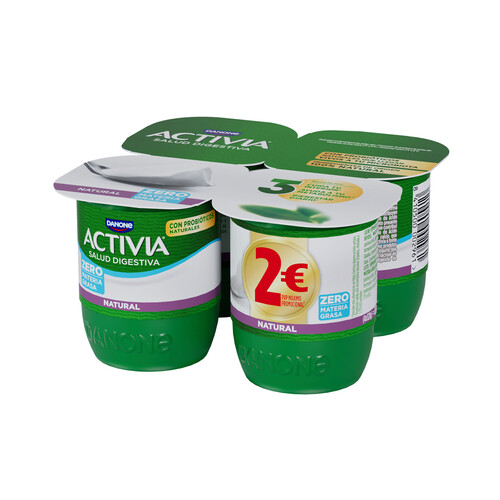 ACTIVIA Bífidus desnatado (0% materia grasa) y sabor natural de Danone 4 x 120 g.