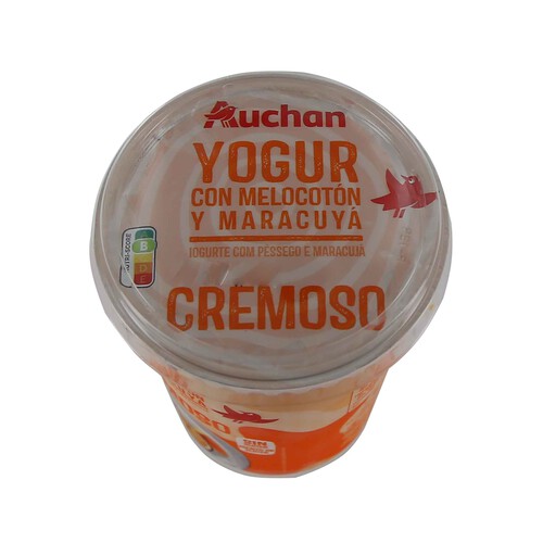 AUCHAN Yogur cremoso con melocotón y maracuya 500 g. Producto Alcampo