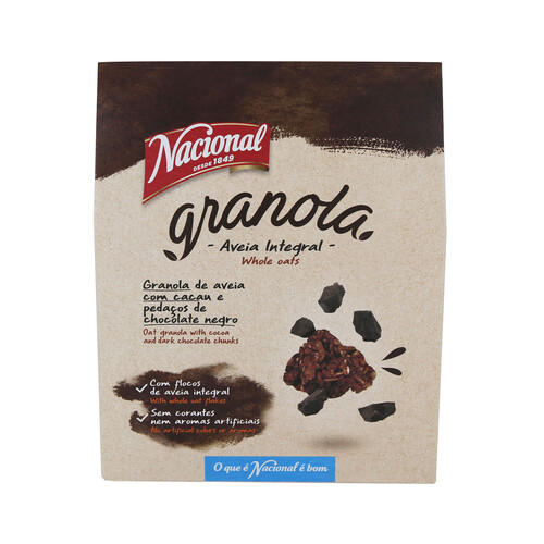 NACIONAL Cereales granola de avena integral con chocolate 300 g.