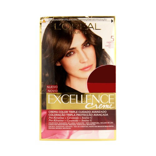 Tinte de color castaño claro nº 5 EXCELLENCE L´OREAL pack de 2 unidades