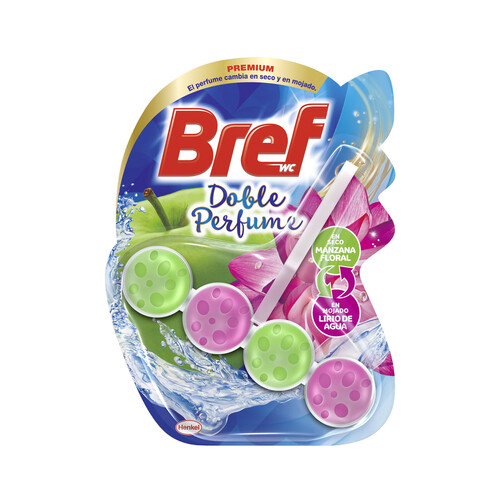 BREF Pastillas WC perfume doble (manzana floral en seco y lirio de Agua en mojado) BREF DE LUXE 50 g.