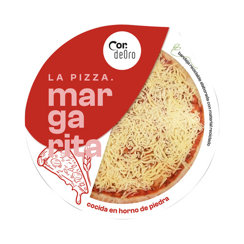 DEORO Pizza margarita cocida en horno de piedra 340 g.