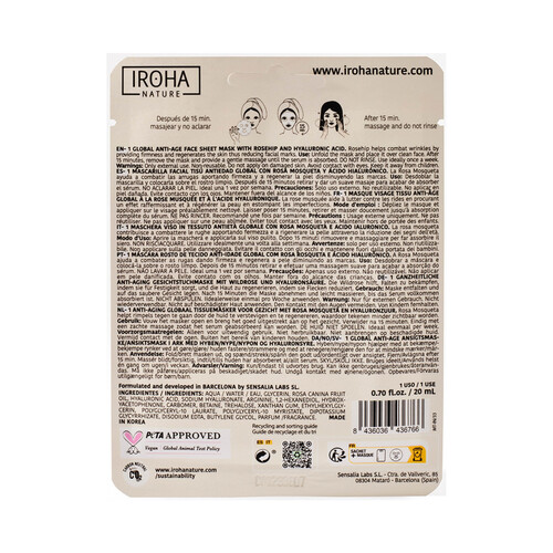 IROHA NAUTRE Mascarilla facial antiedad con Rosa Mosqueta.