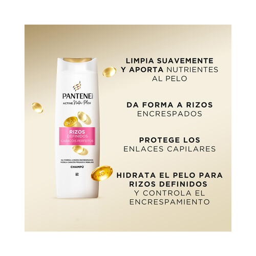 PANTENE Pro-v rizos definidos Champú para cabellos con rizos rebeldes o encrespados 500 ml.