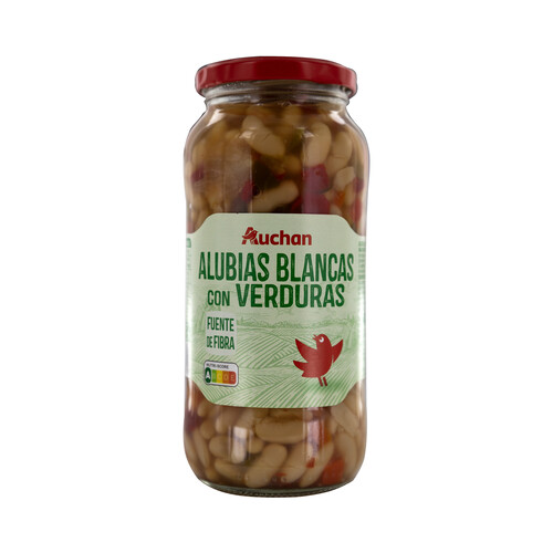 PRODUCTO ALCAMPO Alubias blancas (judias) cocidas con verduras frasco de 400 g.