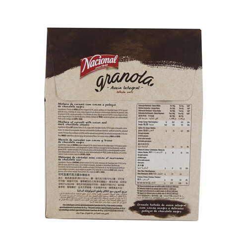 NACIONAL Cereales granola de avena integral con chocolate 300 g.