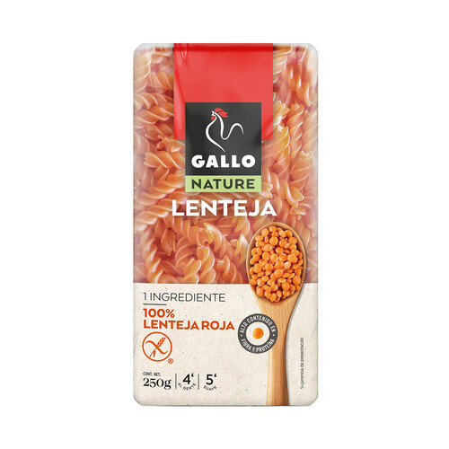 GALLO Pasta hélices de lentejas GALLO NATURE 250 g.