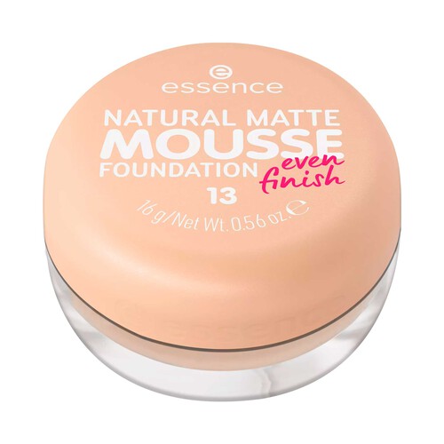 ESSENCE Natural matte mousse tono 13 Base de maquillaje mousse, cobertura media, aspecto mate natural.