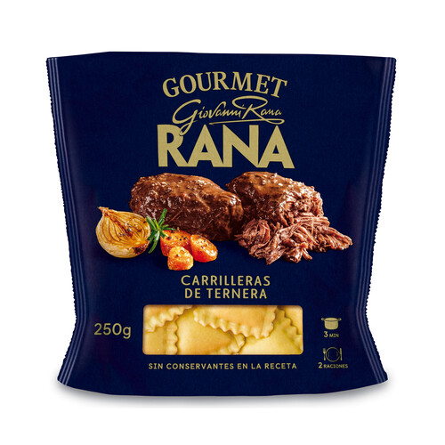 RANA Gourmet Raviolis de pasta fresca rellenos guiso de carrilleras de ternera 250 g.