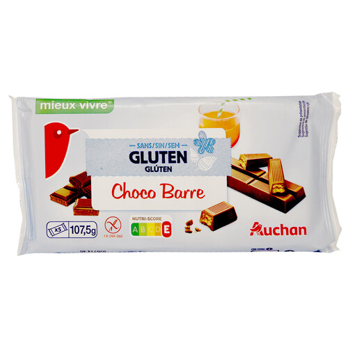 PRODUCTO ALCAMPO Barritas de chocolate sin gluten 5 uds 107,5 g.