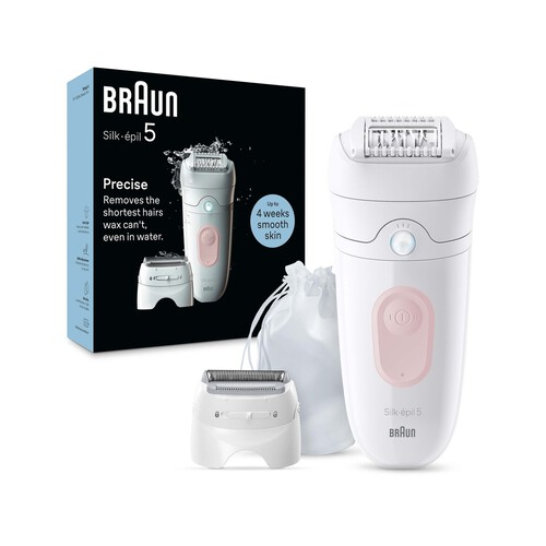 Depiladora eléctrica inalámbrica BRAUN Silk-épil 5-030, 2 velocidades, tecnología MicroGrip, resistente al agua.