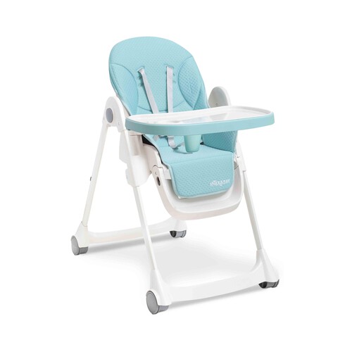 Trona plegable INTERBABY regulable en 3 posiciones, arnés de 5 puntos, color azul.