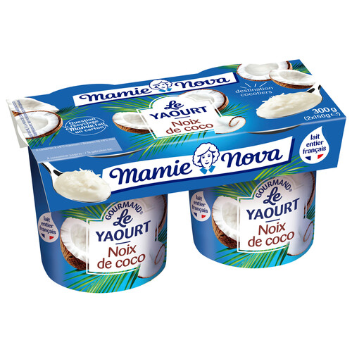 MAMIE NOVA Yogur azucarado sabor a nuez de coco le gourmand 2 x 150 g.