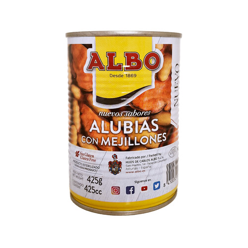 ALBO Alubias con mejillones en conserva 425 g.