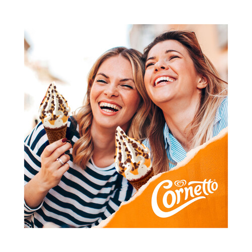 CORNETTO Soft de Frigo Conos de helado de vainilla, stracciatella y caramelo 4 x 140 ml.